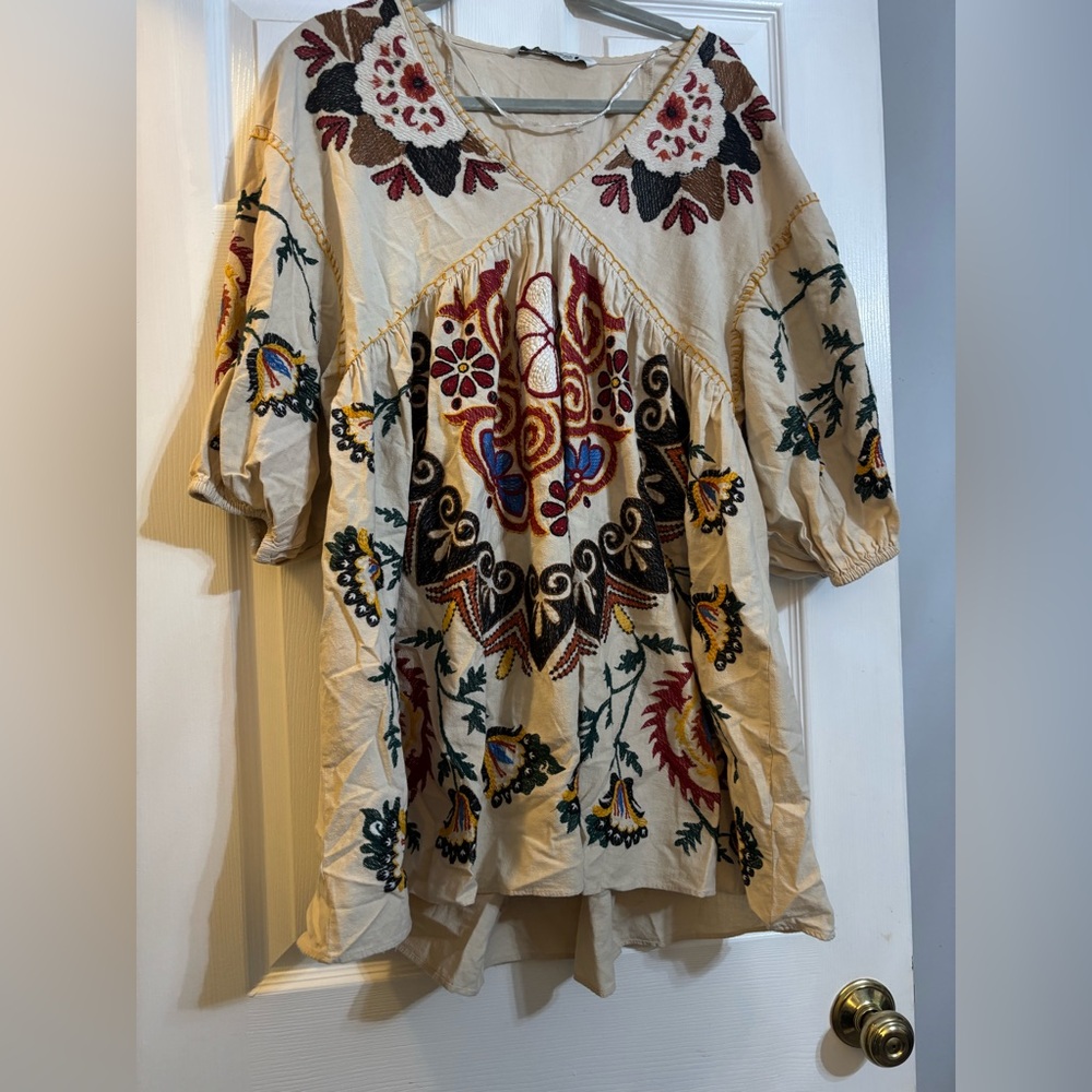 Zara Multicolor Embroidered Blouse